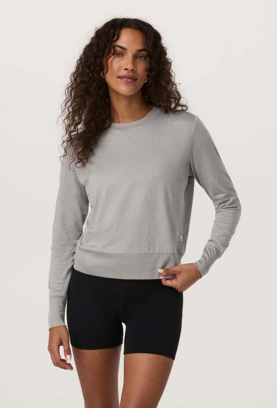 Vuori Daydream Crew Light Heather Grey Long Sleeve Top